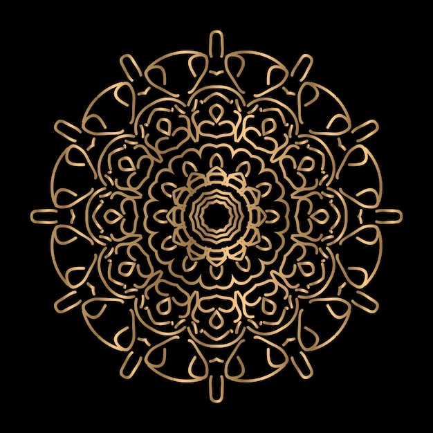 Arte vectorial de patrón circular en forma de mandala para decoración Henna Mehndi estilo étnico oriental ilustración decorativa color dorado