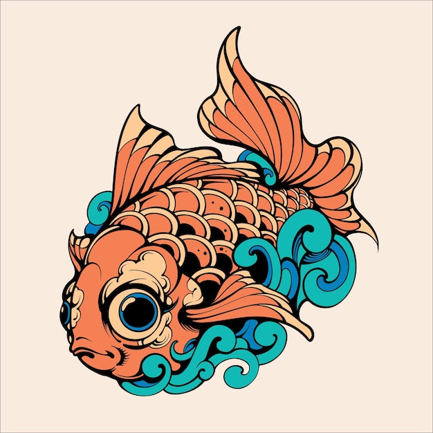 Arte vectorial de peces dorados de diseño japonés