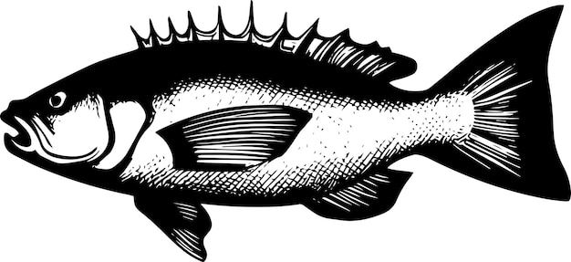 Arte vectorial de peces silueta en blanco y negro