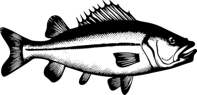 Arte vectorial de peces silueta en blanco y negro