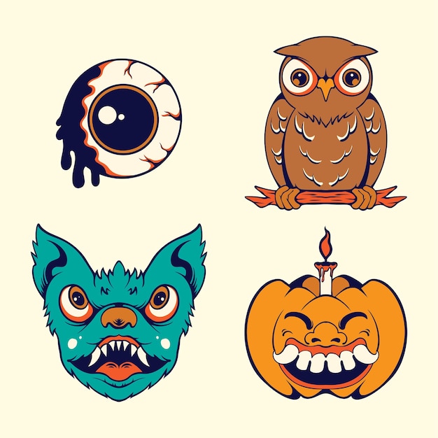 Arte vectorial de personajes de Halloween