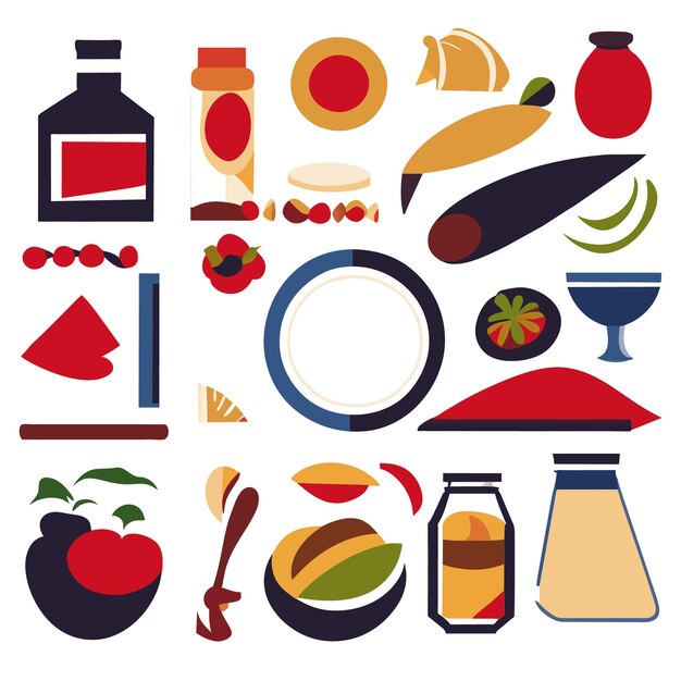 Arte vectorial plano 2d de comida deliciosa