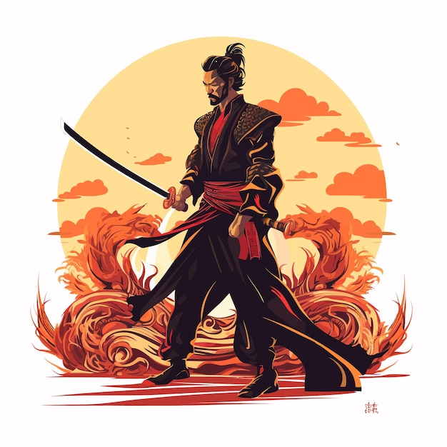 Vector arte vectorial samurai japonés