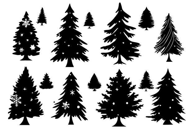 Arte vectorial de silueta del árbol de Navidad