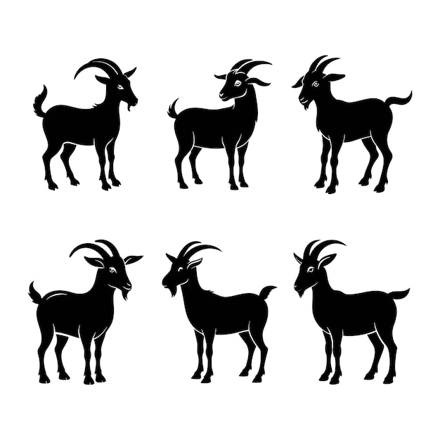 Arte vectorial de silueta de cabra negra para la granja o la naturaleza