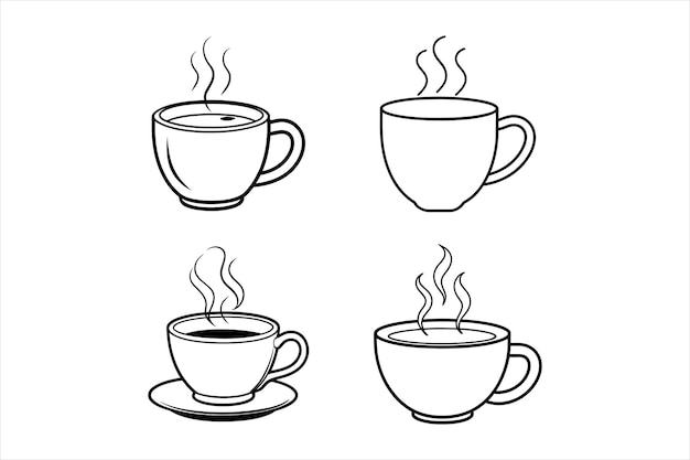 Arte vectorial de silueta de café caliente premium para diseñadores