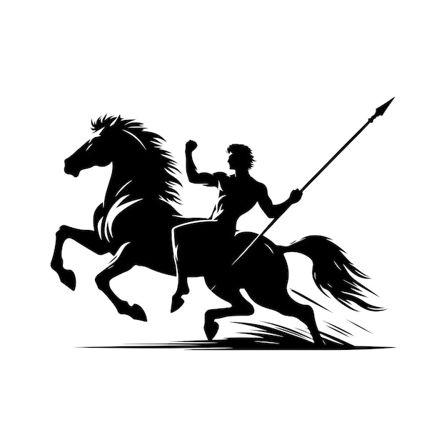 Arte vectorial de silueta de centauro negro con fondo transparente