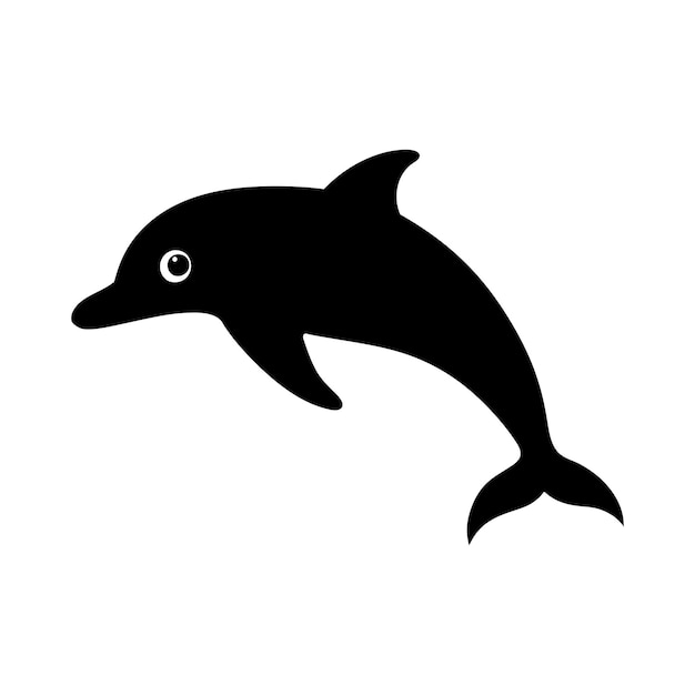 Arte vectorial de silueta de delfín con fondo blanco