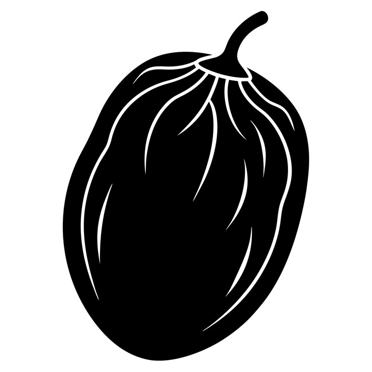Arte vectorial de silueta de fruta de dátiles y diseño de ilustración en color negro de fruita de dátiles