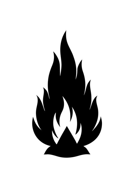 Arte vectorial de silueta de hoguera en fuego en fondo blanco