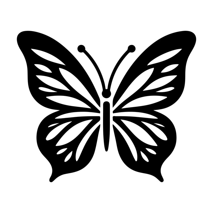arte vectorial de silueta de mariposa sobre un fondo blanco