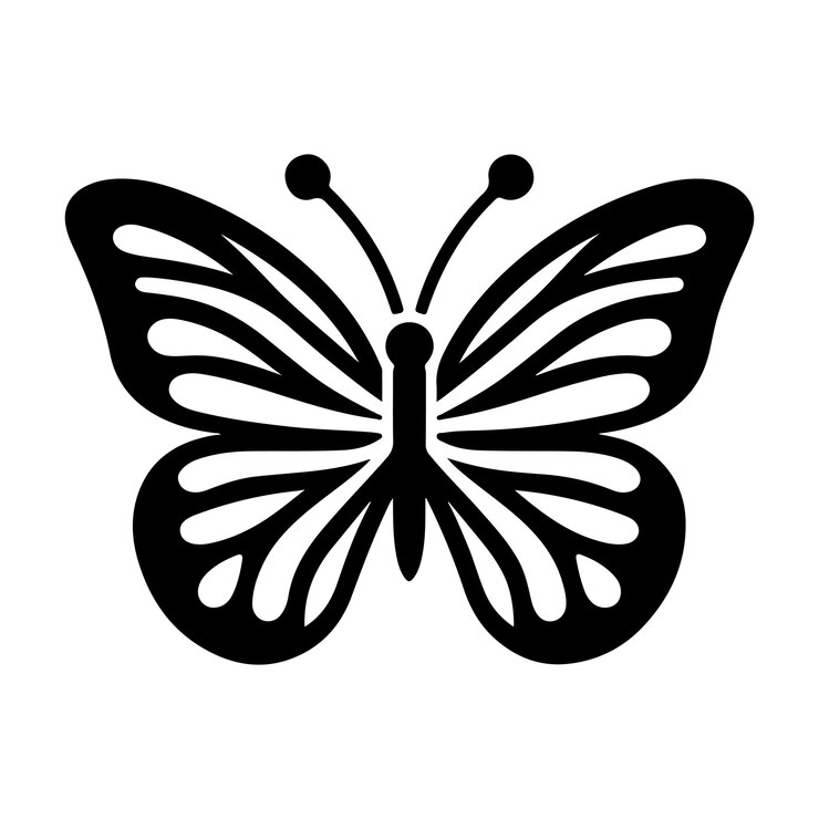 arte vectorial de silueta de mariposa sobre un fondo blanco