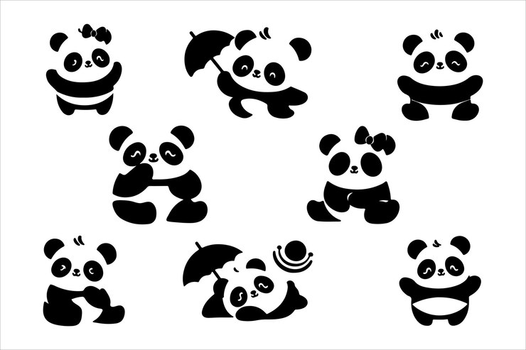 Arte vectorial de la silueta de un panda