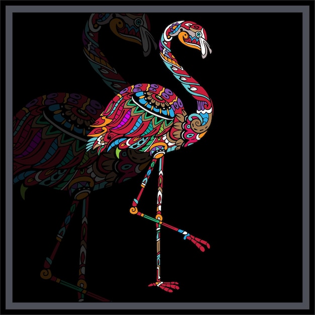 Artes coloridas del pájaro flamenco mandala