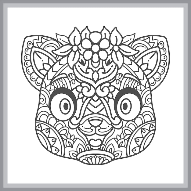 Artes de mandala de cabeza de gato aisladas en un fondo blanco