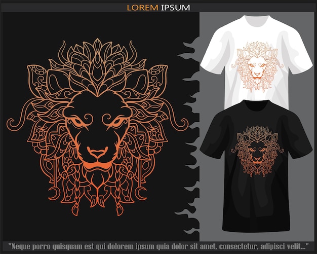 Vector artes de mandala de cabeza de león de gradiente colorido aisladas en camiseta negra y blanca