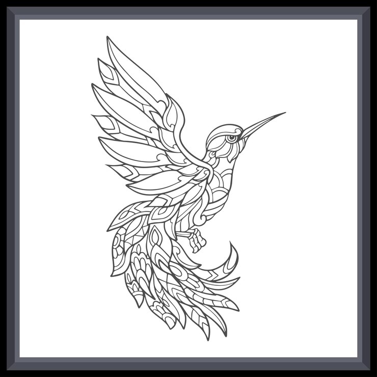 Vector artes del mandala del colibrí aisladas sobre un fondo blanco
