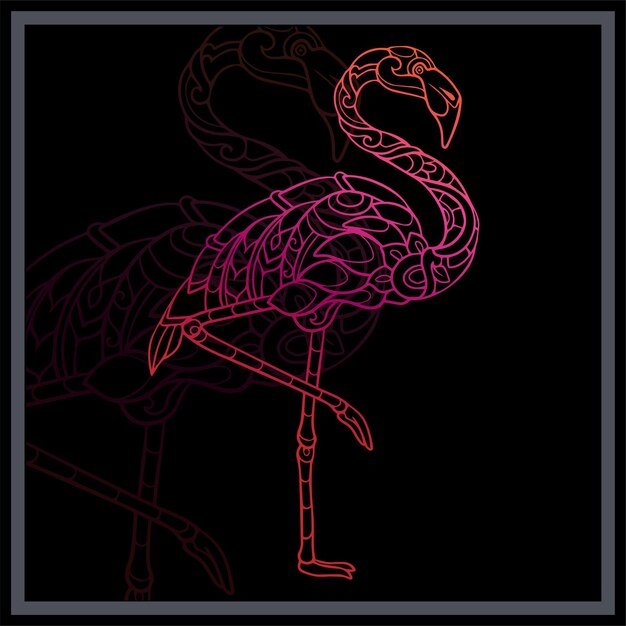 Artes del mandala del pájaro flamenco de colores gradientes