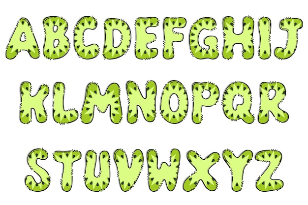 Artesanía de Kiwi Letras de frutas de color Arte creativo Diseño tipográfico