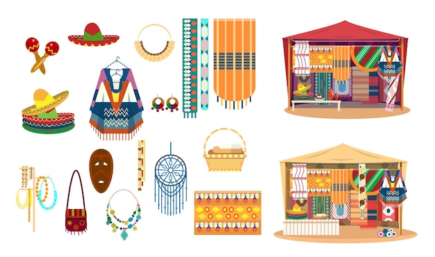 Artesanía mexicana recuerdos tradicionales tienda de telas y alfombras