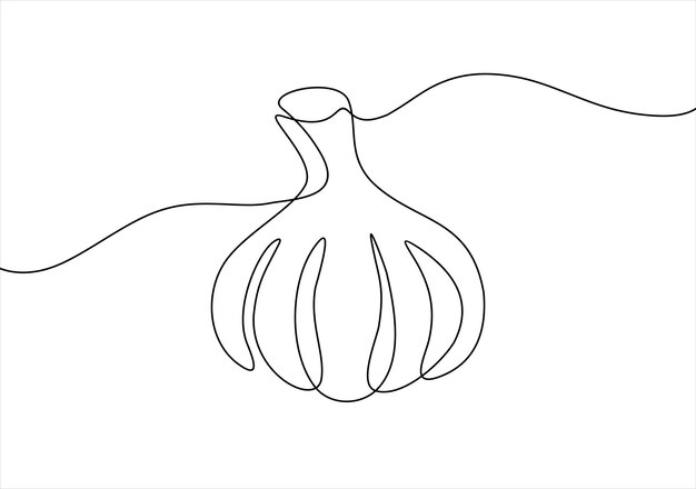 Artículo de dibujo de ajo en una línea Ilustración vectorial aislada sobre fondo blanco