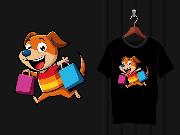 Artículo de diseño de la camiseta del perro con bolsa de compras