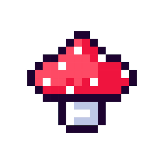 Artículo de juego Mushroom Pixel Art, agárico de mosca de píxeles de juego