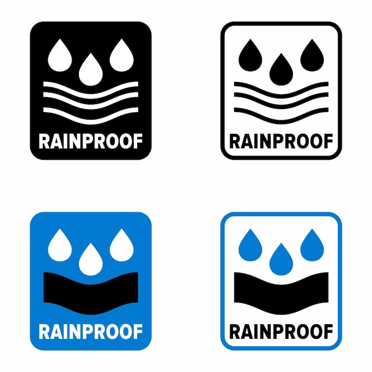 Vector artículo a prueba de lluvia y señal de información de propiedad protectora que cubre