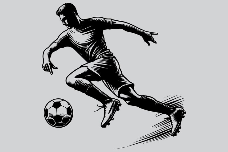 Artículo vectorial de silueta de un jugador de fútbol con temática deportiva