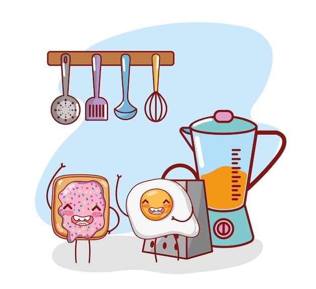 Artículos de cocina dibujos animados kawaii dibujos animados