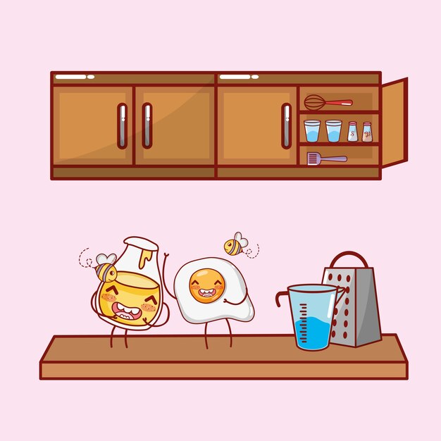 Artículos de cocina dibujos animados kawaii dibujos animados