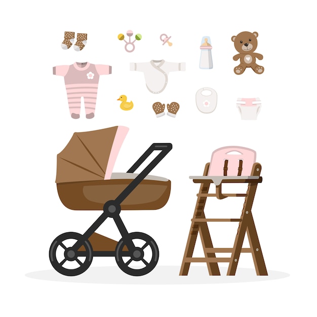 Artículos para el cuidado de la niña.