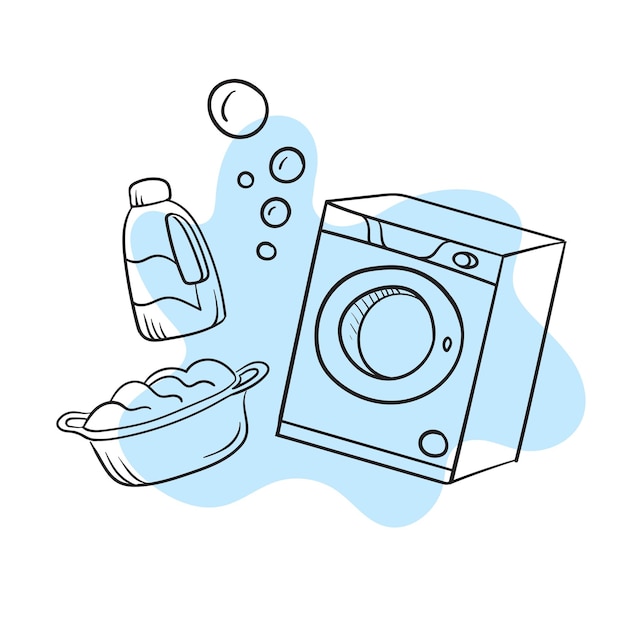 Artículos para lavar la ropa Ilustración vectorial aislada sobre fondo blanco