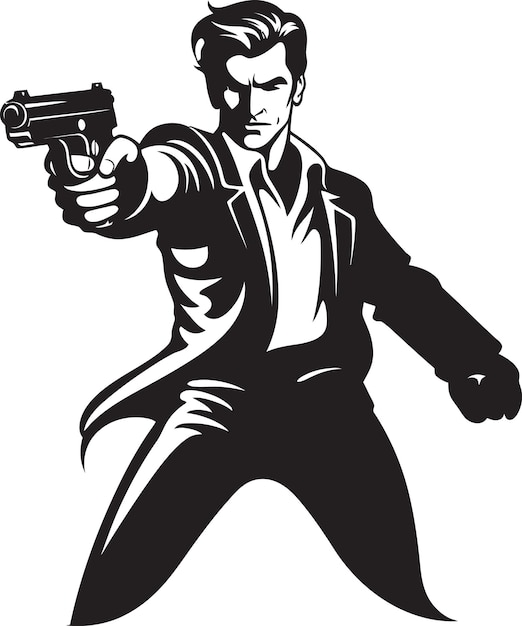 Vector artismo de munición icono con arma en la mano hombre de armas logotipo vectorial negro
