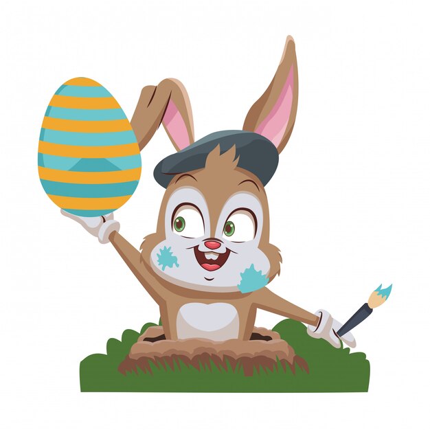 Artista conejo con huevo de pascua