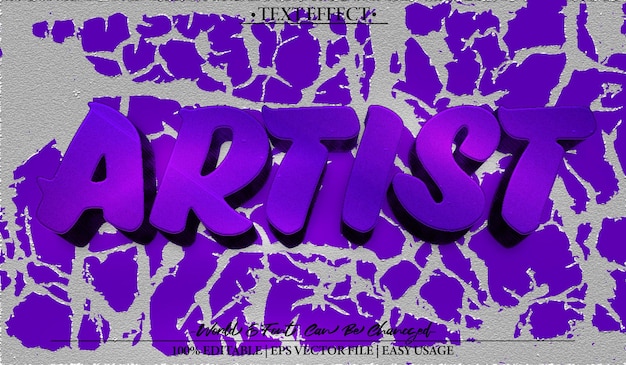 Artista Efecto de texto vectorial Editable Alfabeto Arte de pared Graffiti