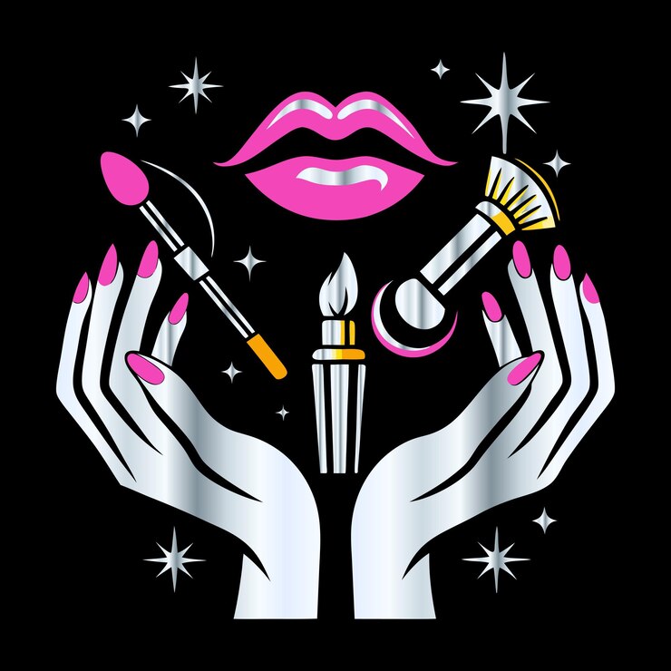 Vector artista de maquillaje de moda icon set mujeres maquillaje ampliador de esmalte de uñas en vector elegante