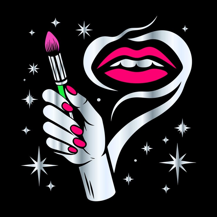 Vector artista de maquillaje de moda icon set mujeres maquillaje ampliador de esmalte de uñas en vector elegante