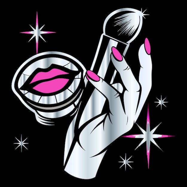 Artista de maquillaje de moda Icon Set Mujeres Maquillaje ampliador de esmalte de uñas en vector elegante