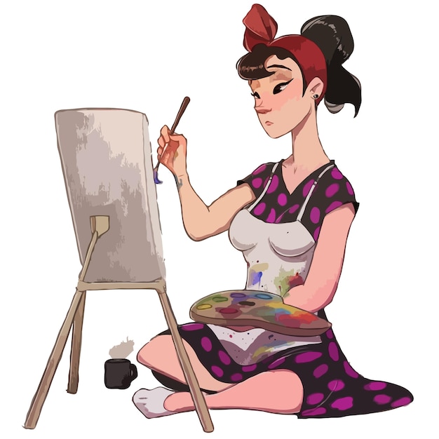 artista con paleta y pinceles