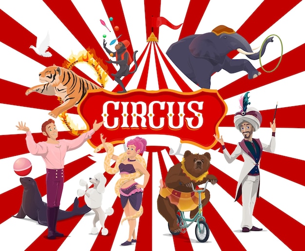Artistas de espectáculo de carnaval de feria de cartel de circo