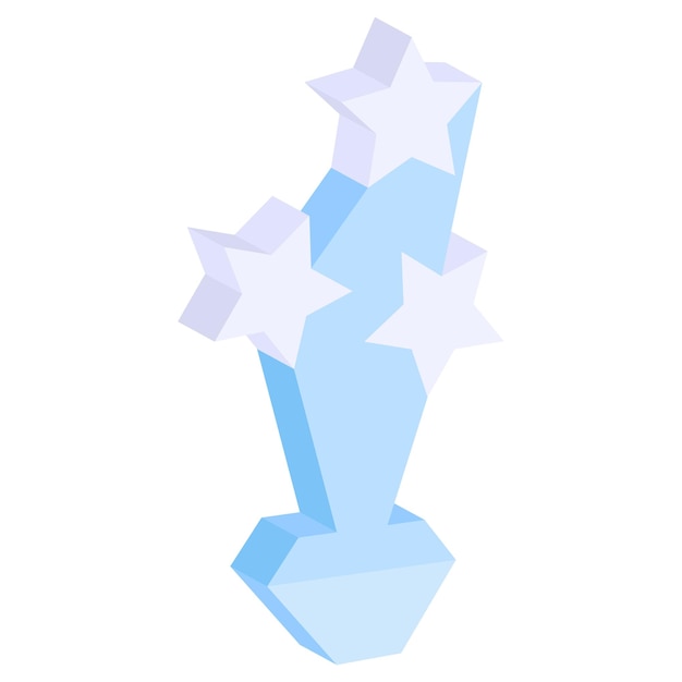 artistas premios de estrellas concepto isométrico forma cristalina título de honor vector