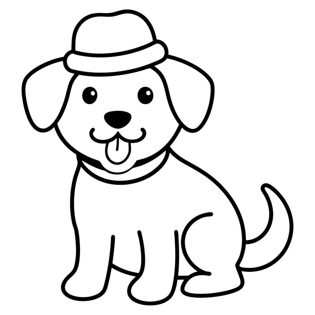 Artístico de línea de perro lindo Ilustración vectorial