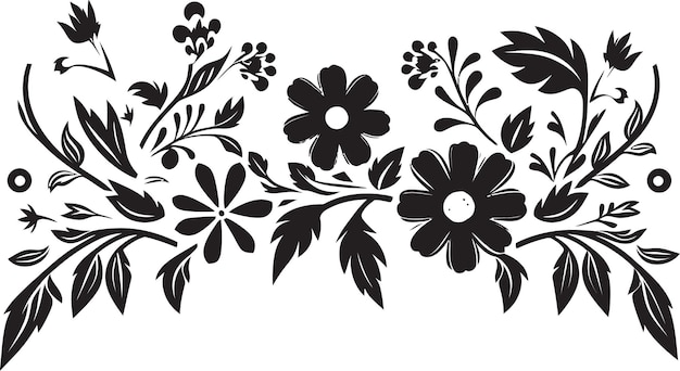 Artístico Noir Florece Elemento decorativo del logotipo negro Detalles florales elegantes Vector de la tarjeta de invitación