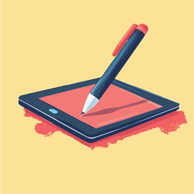 Vector artístico vectorial caprichoso de un bolígrafo digital haciendo una ilustración vectorial de obra maestra