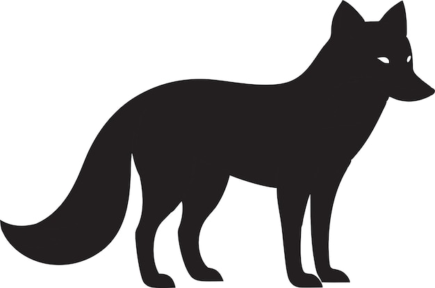 Artístico vectorial de silueta de zorro negro Ilustración con fondo blanco
