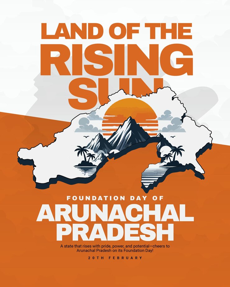 Vector arunachal pradesh día de la fundación el 20 de febrero en las redes sociales post plantilla de banner