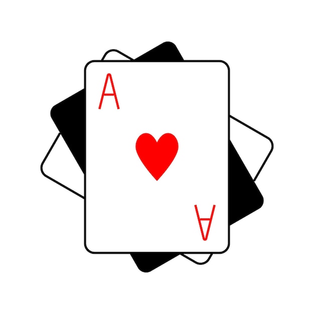 As de corazones. Tarjeta de póquer aislado sobre fondo blanco. Ilustración vectorial.