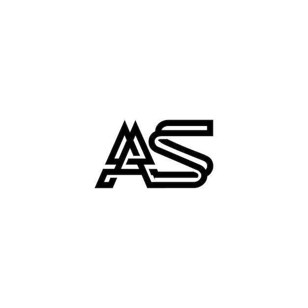 AS Monogram Logo Design letra texto nombre símbolo monocromo logotipo alfabeto carácter simple logo