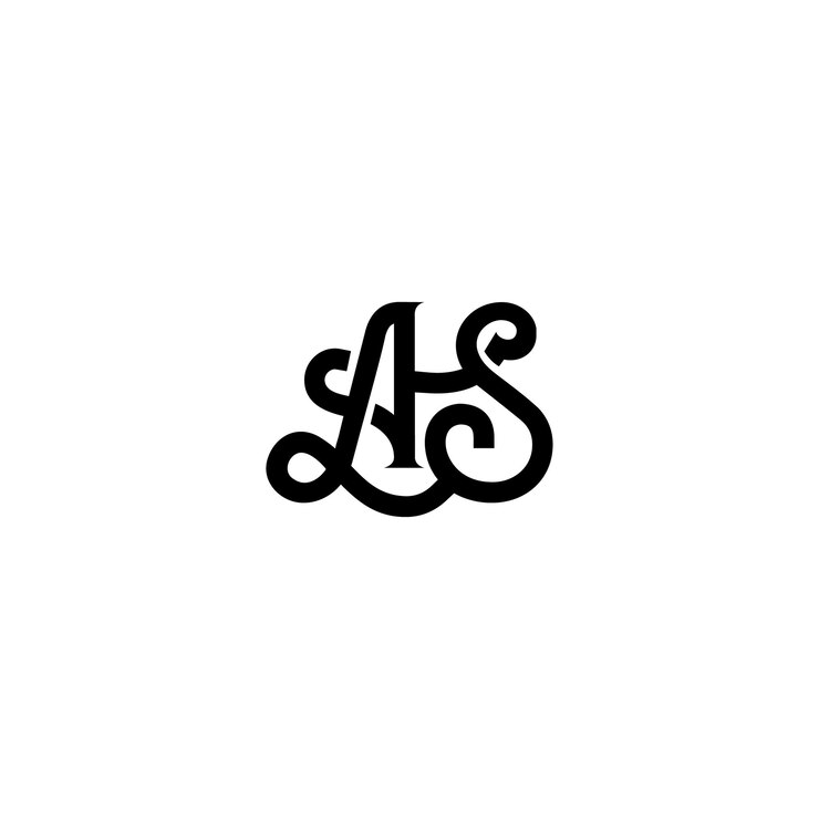 Vector as monogram logo design letra texto nombre símbolo monocromo logotipo alfabeto carácter simple logo